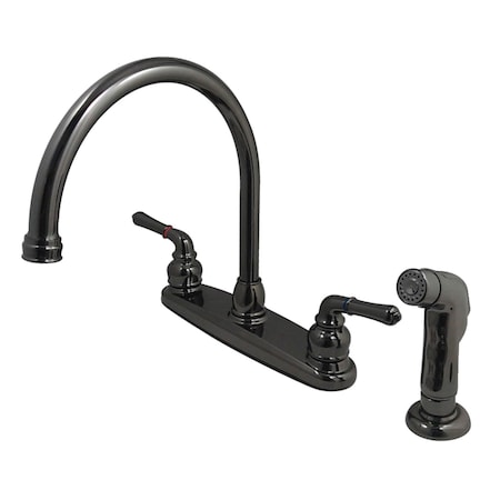 Kingston Brass NB790SP Water Onyx Centerset Kitchen Faucet, Black Stainless Steel NB790SP